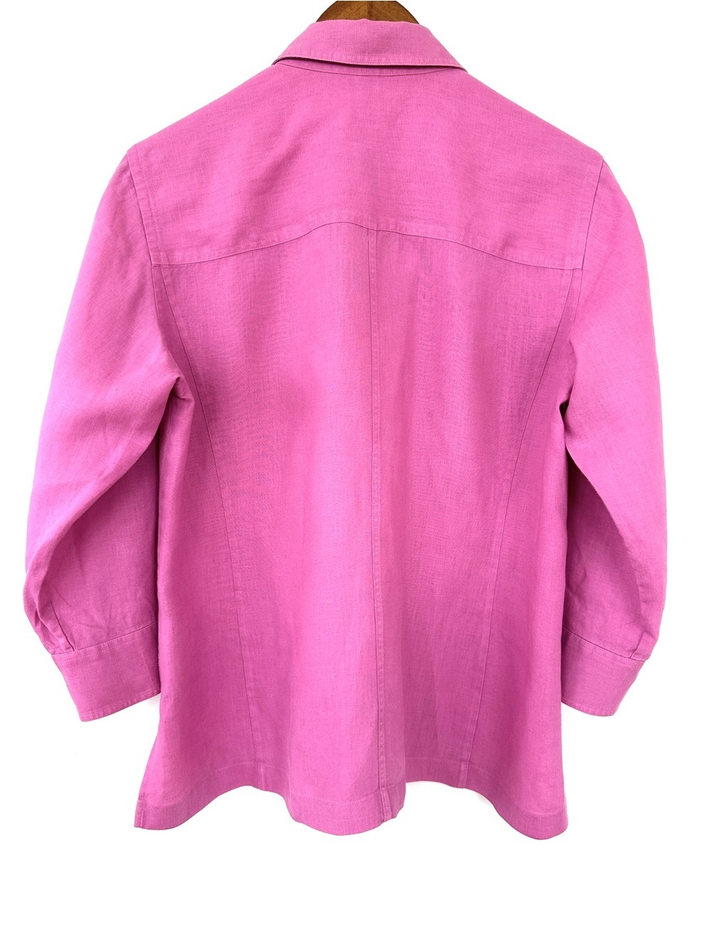 Lauren Ralph Lauren Pink Utility Button-Up Shirt, Roll Tab Sleeves, π― Linen - Picture 7 of 13
